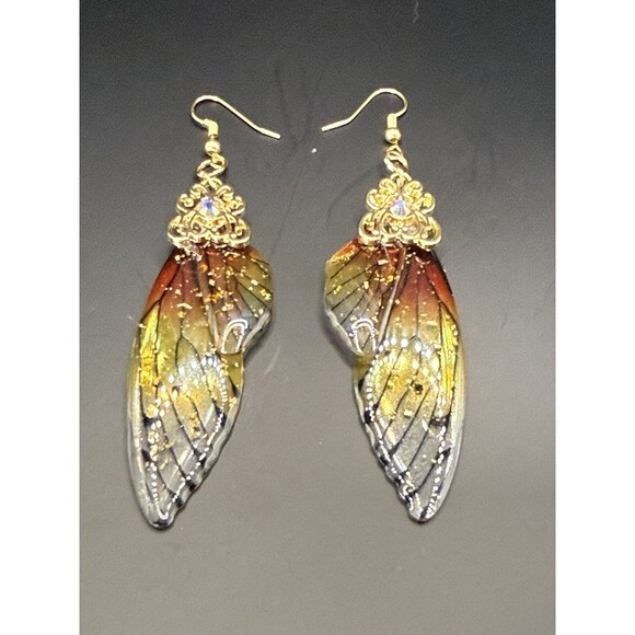 Butterfly Wing Earrings. Nickel Free - Picture 2 of 3